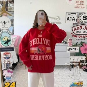 Red Taylor Swift NFL Kansas City Chiefs Travis Kelce #87 crewneck Sweatshirt